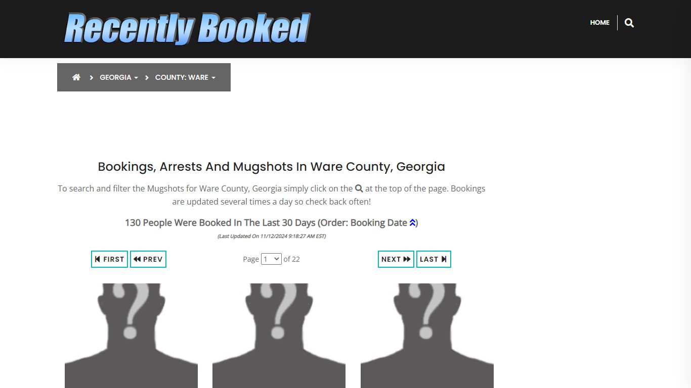 Bookings, Arrests and Mugshots in Ware County, Georgia - Recently Booked