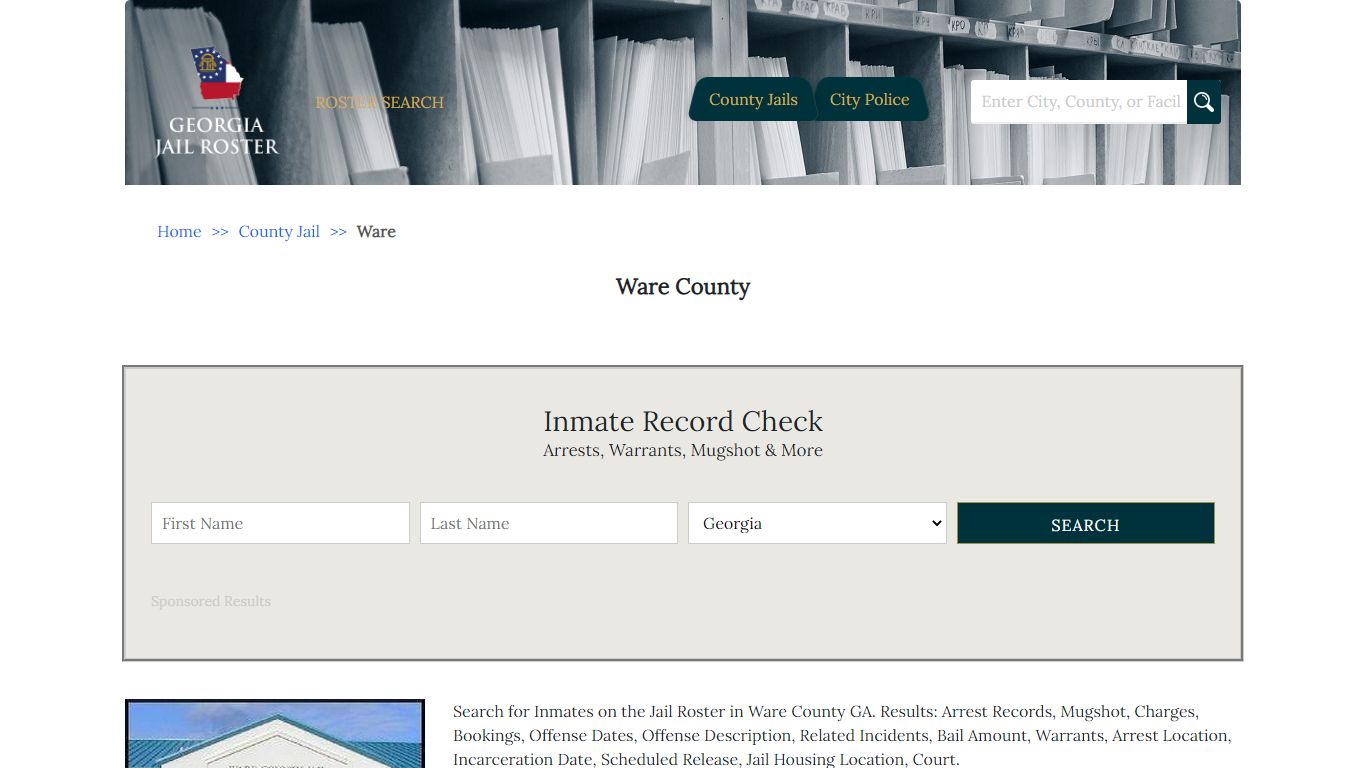 Ware County - Georgia Jail Inmate Search